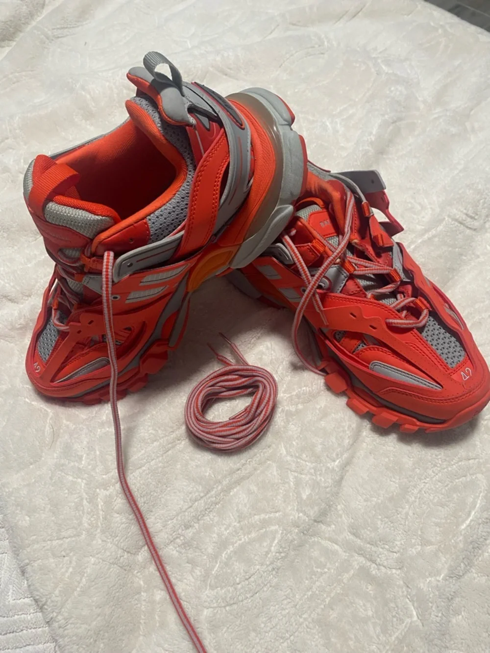 Balenciaga Orange Gray Layered Track Sneakers - Picture 4 of 16